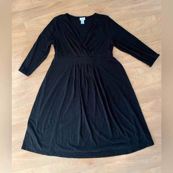 Motherhood Maternity Classic Black Stretchy Knit Midi Dress size Large - Picture 1 of 5